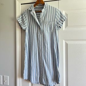 Jcrew Factory Casual Striped Button Front Dress